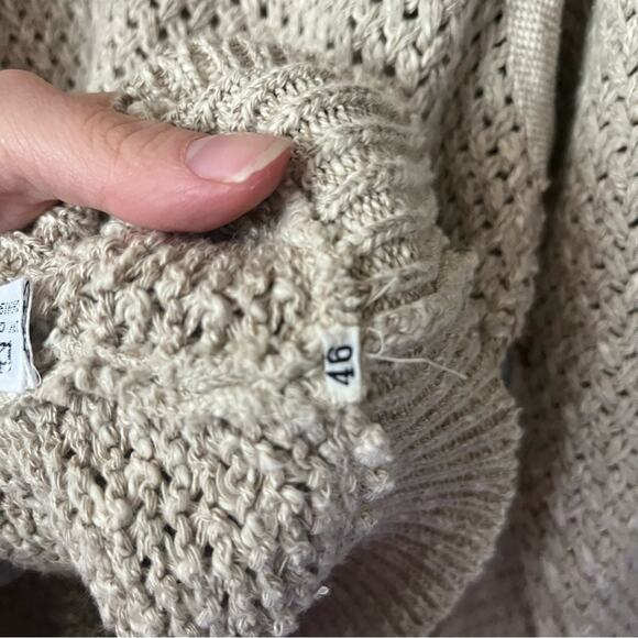 Umberto Ginocchietti Chunky Fisherman Knit Sweater Top Linen Coastal Beige Tan - Picture 10 of 10